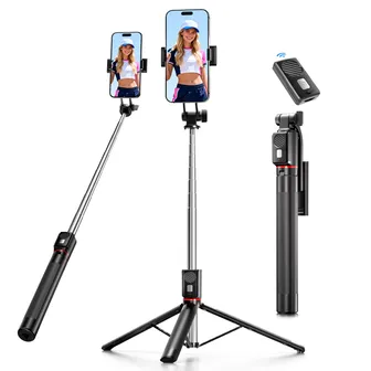 Selfie Stick & Hand Tripod, 170 cm Portable Tripod for Smartphone with Wireless Remote Shutter, Compatible with iPhone/Android