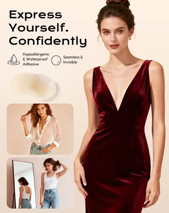 2 Pairs of Nipple Pads Nipple Cover Waterproof & Invisible Reusable Nipple Cover with Carry Bag