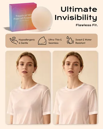 2 Pairs of Nipple Pads Nipple Cover Waterproof & Invisible Reusable Nipple Cover with Carry Bag