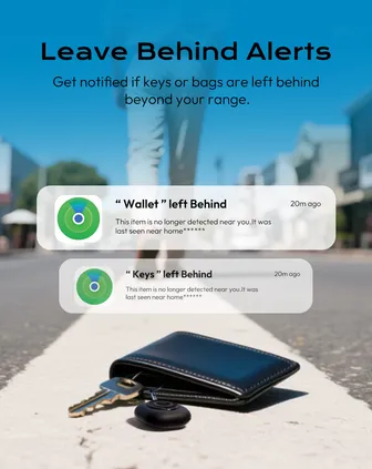 Key Finder Smart Tag, Compatible with Apple Find My (iOS Only), for Suitcases/Bags/Keys/Children's Backpacks, Replaceable Battery, Black