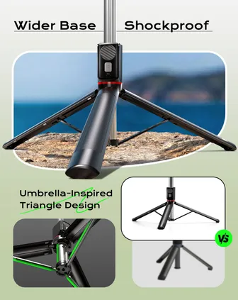 Selfie Stick & Hand Tripod, 170 cm Portable Tripod for Smartphone with Wireless Remote Shutter, Compatible with iPhone/Android