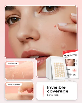 Invisible Pimple Patch - Hydrocolloid Plaster Waterproof & Breathable, Strong Absorption, Residue-Free, Acne Treatment (10 mm & 12 mm, 360 Pimple Patches)