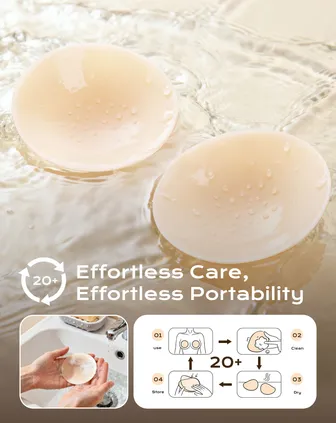 2 Pairs of Nipple Pads Nipple Cover Waterproof & Invisible Reusable Nipple Cover with Carry Bag