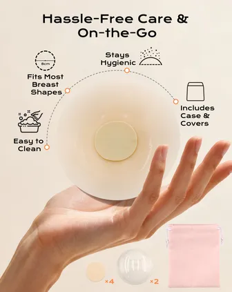 2 Pairs of Nipple Pads Nipple Cover Waterproof & Invisible Reusable Nipple Cover with Carry Bag