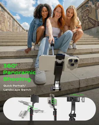 Selfie Stick & Hand Tripod, 170 cm Portable Tripod for Smartphone with Wireless Remote Shutter, Compatible with iPhone/Android